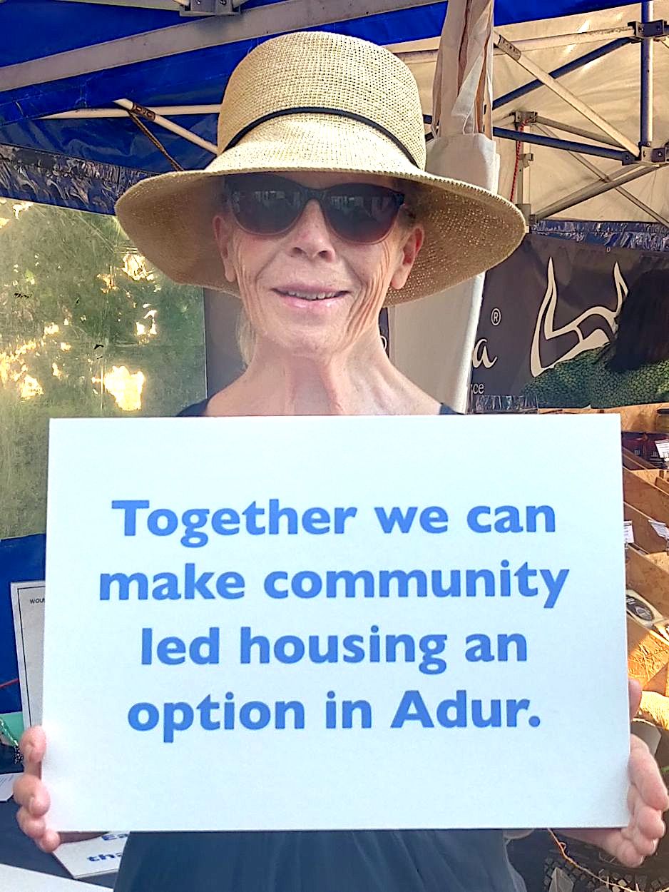 slogan on the banner: together we can make community led housing an option in Adur.